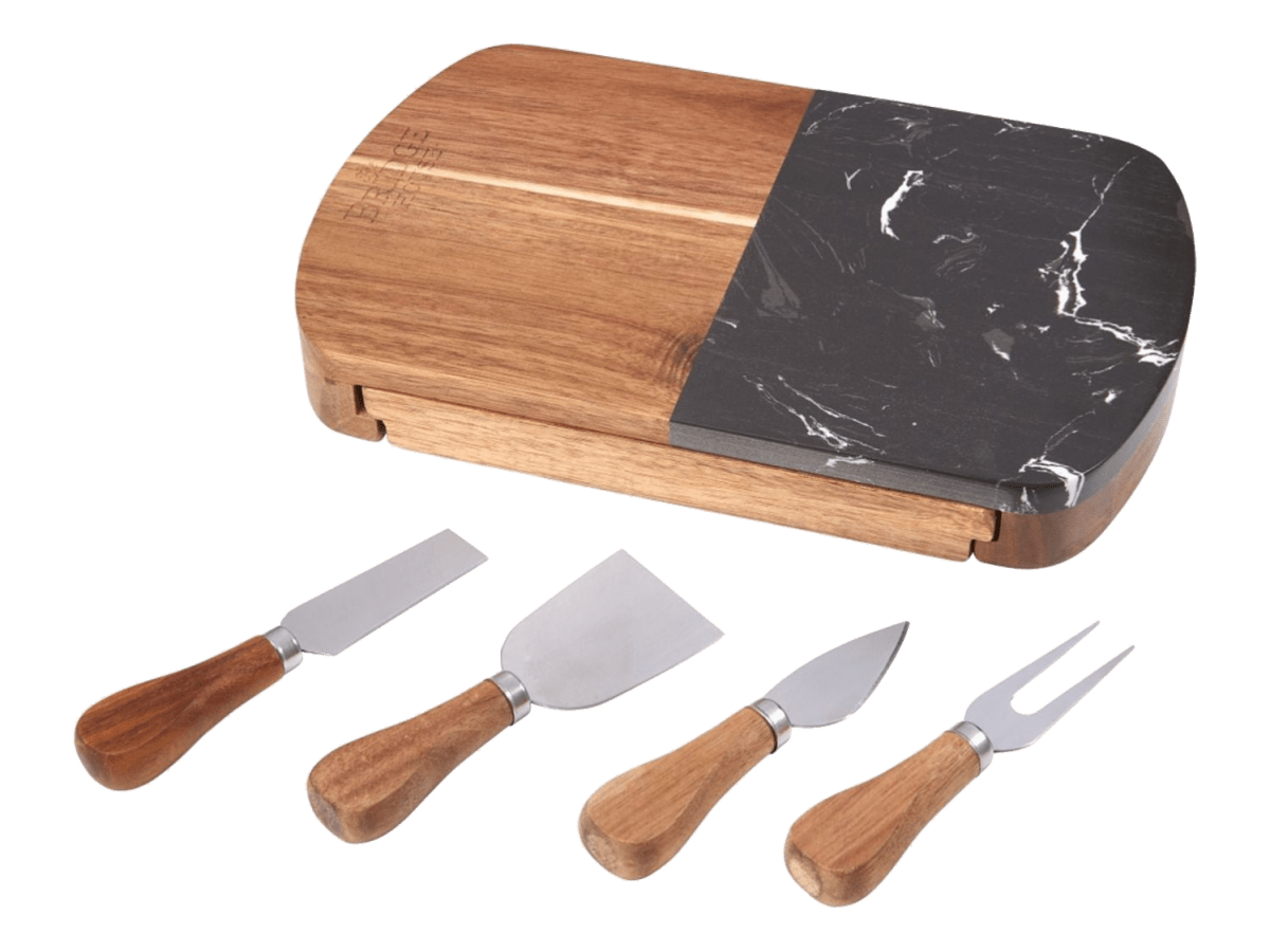 Black Marble Cheese Board Set with Knives - Homewares - SwagWear