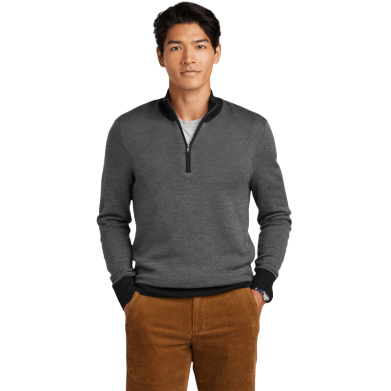 Brooks Brothers ® Washable Merino Birdseye 1/4 - Zip Sweater - Pullovers - SwagWear
