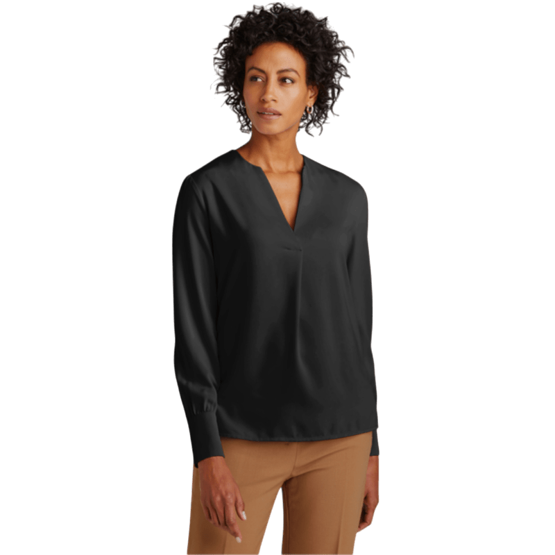 Brooks Brothers® Women’s Open - Neck Satin Blouse - Blouses - SwagWear