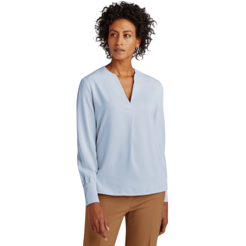 Brooks Brothers® Women’s Open - Neck Satin Blouse - Blouses - SwagWear