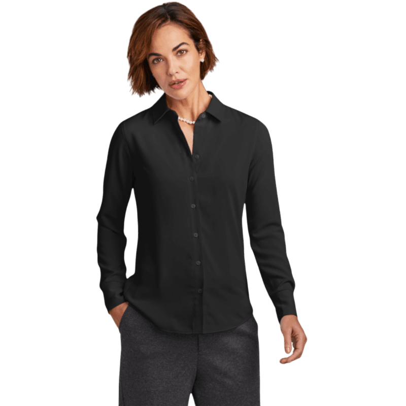 Brooks Brothers® Women’s Full-Button Satin Blouse - Button Down Shirts - SwagWear