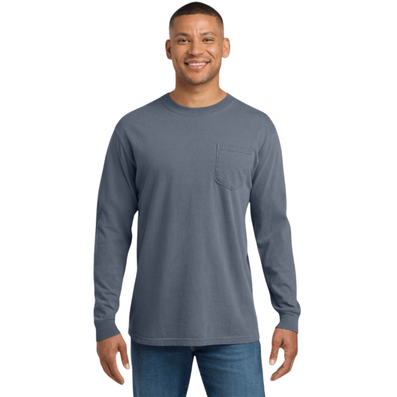 Comfort Colors ® Heavyweight Ring Spun Long Sleeve Pocket Tee - Long - Sleeved T-Shirts - SwagWear