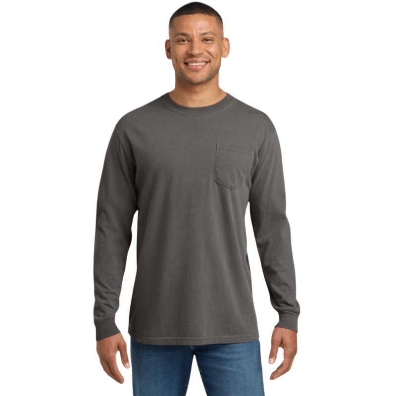 Comfort Colors ® Heavyweight Ring Spun Long Sleeve Pocket Tee - Long - Sleeved T-Shirts - SwagWear