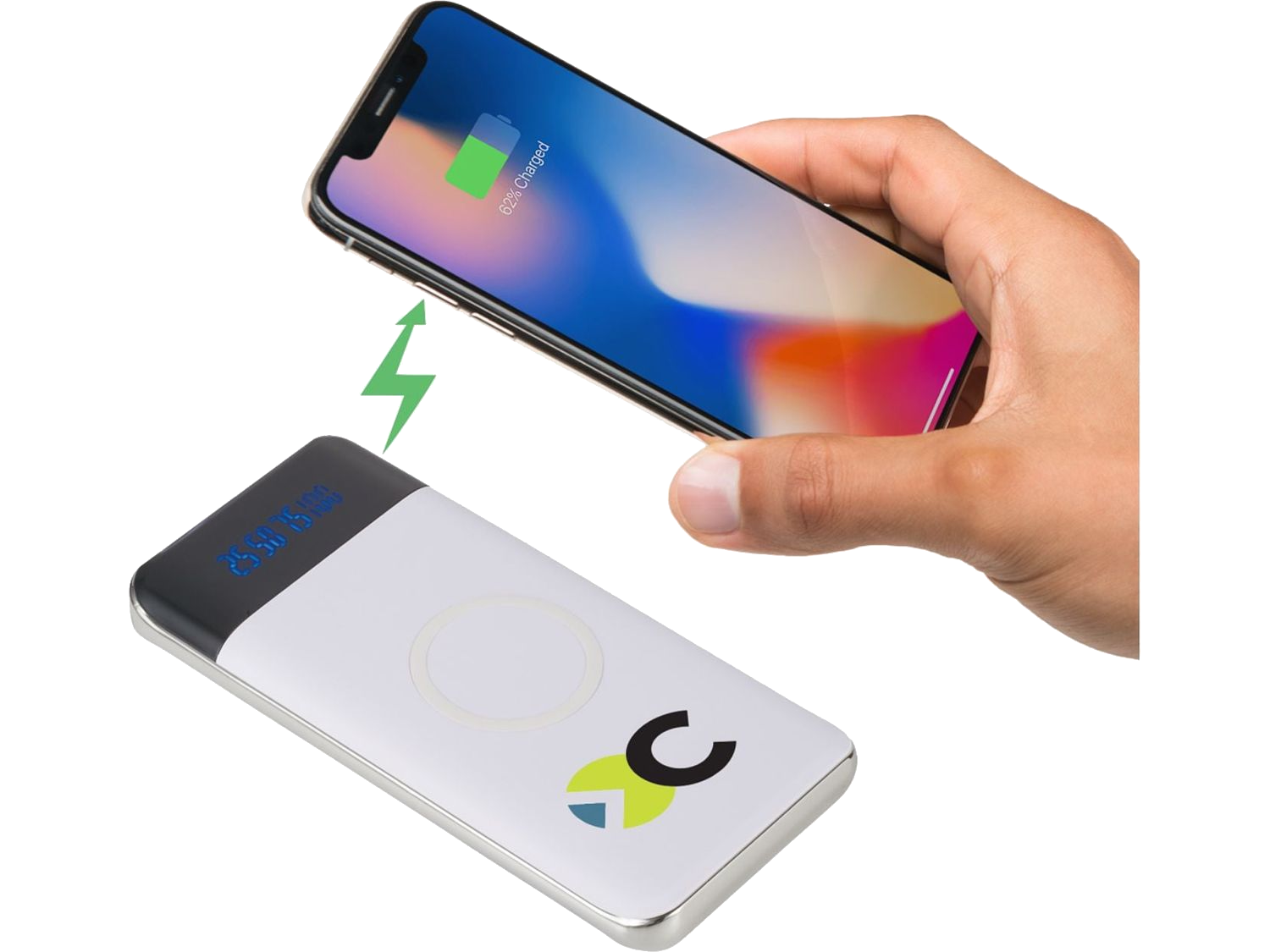 Constant 10000 mAh Wireless Power Bank w/Display - White - Wireless Power Banks