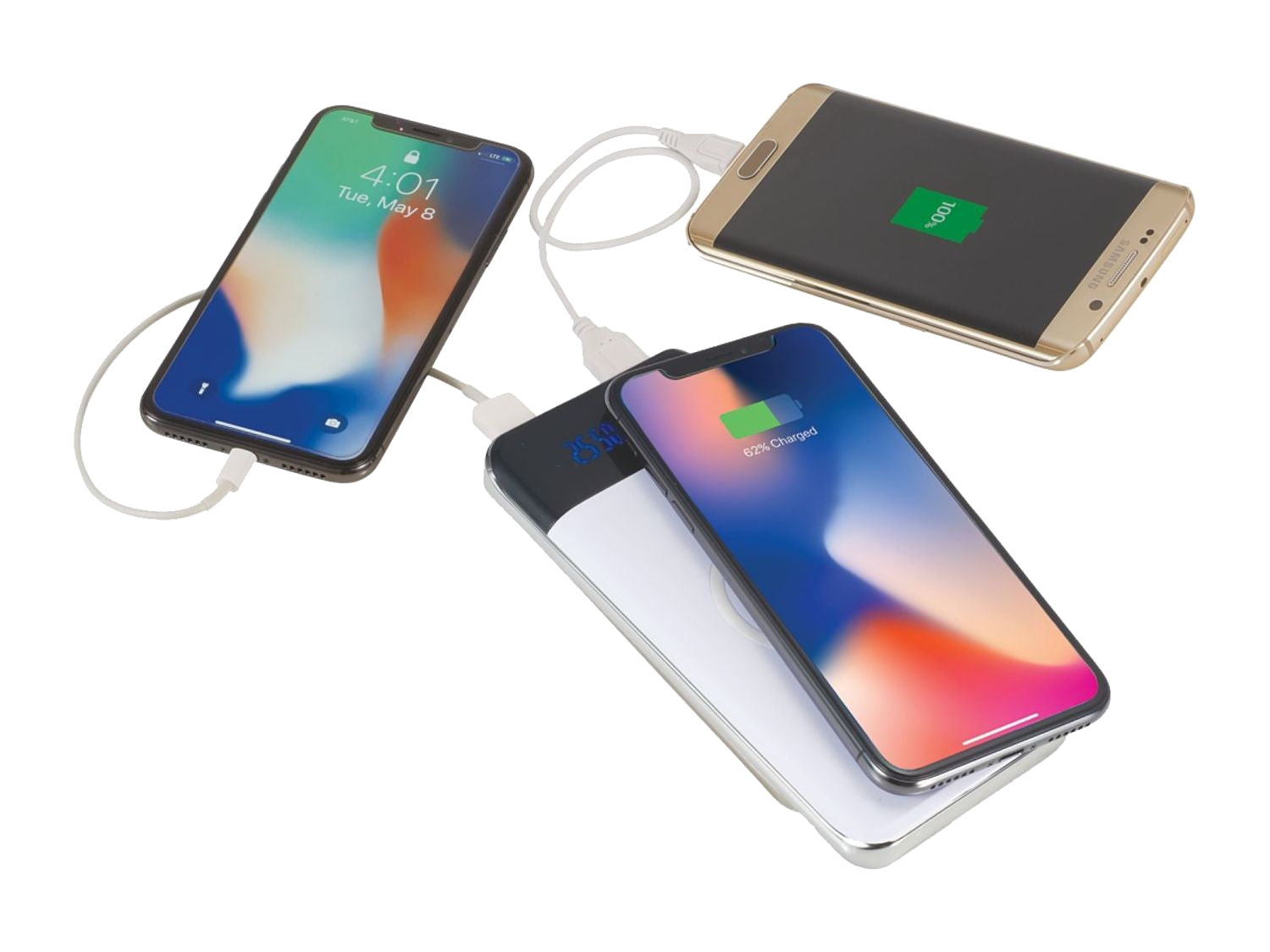 Constant 10000 mAh Wireless Power Bank w/Display - White - Wireless Power Banks