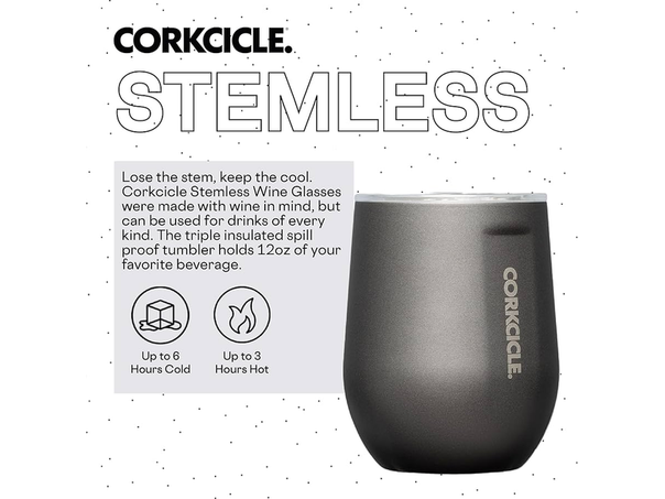 CORKCICLE® Pure Taste Stemless Wine Cup - 12 Oz. - Slate / 12oz - Wine Tumblers
