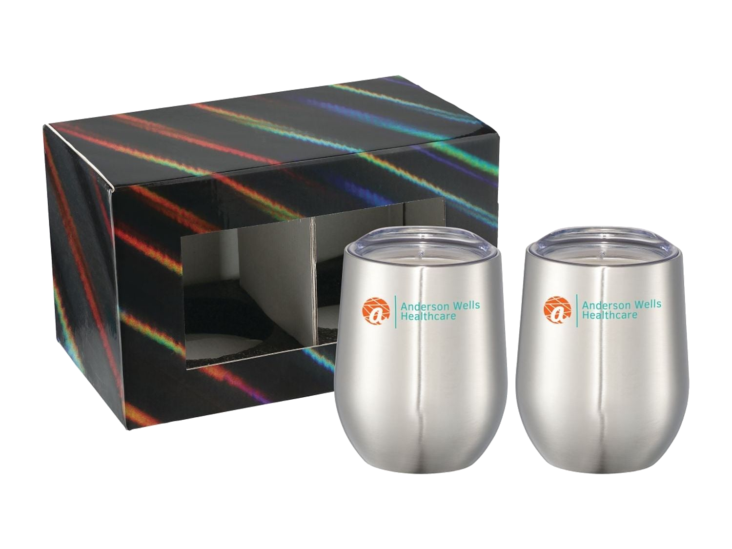 Corzo Cup 12oz 2 in 1 Gift Set - Silver - Drinkware Sets