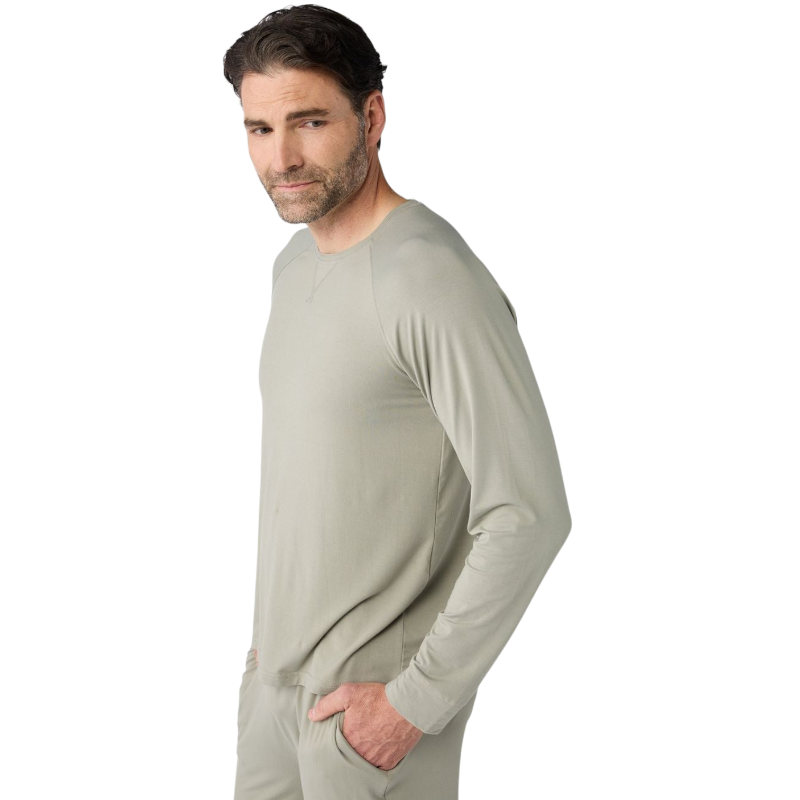 Cozy Earth Men’s Bamboo Stretch-Knit Long Sleeve - Palm / S - T-Shirts