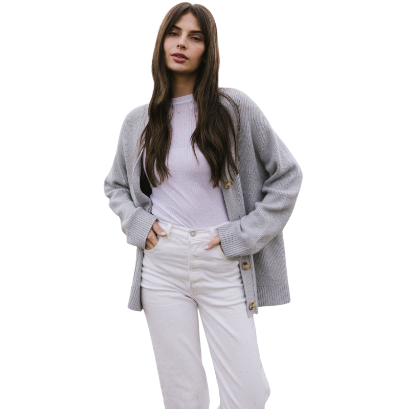 Cozy Earth Oversized Classic Cardigan - Light Grey / XS - Cardigans