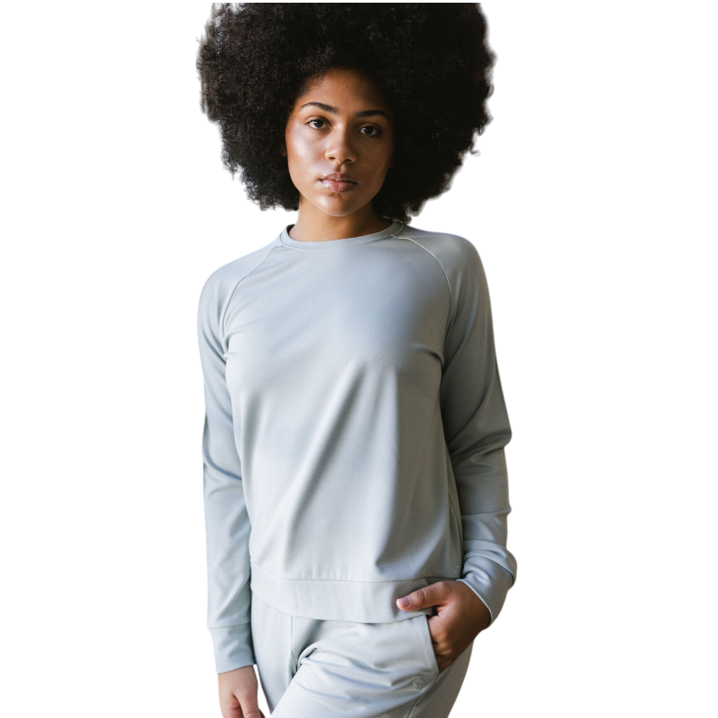 Cozy Earth Women’s Ultra-Soft Bamboo Pullover Crew - Haze / XS - Sweatshirts
