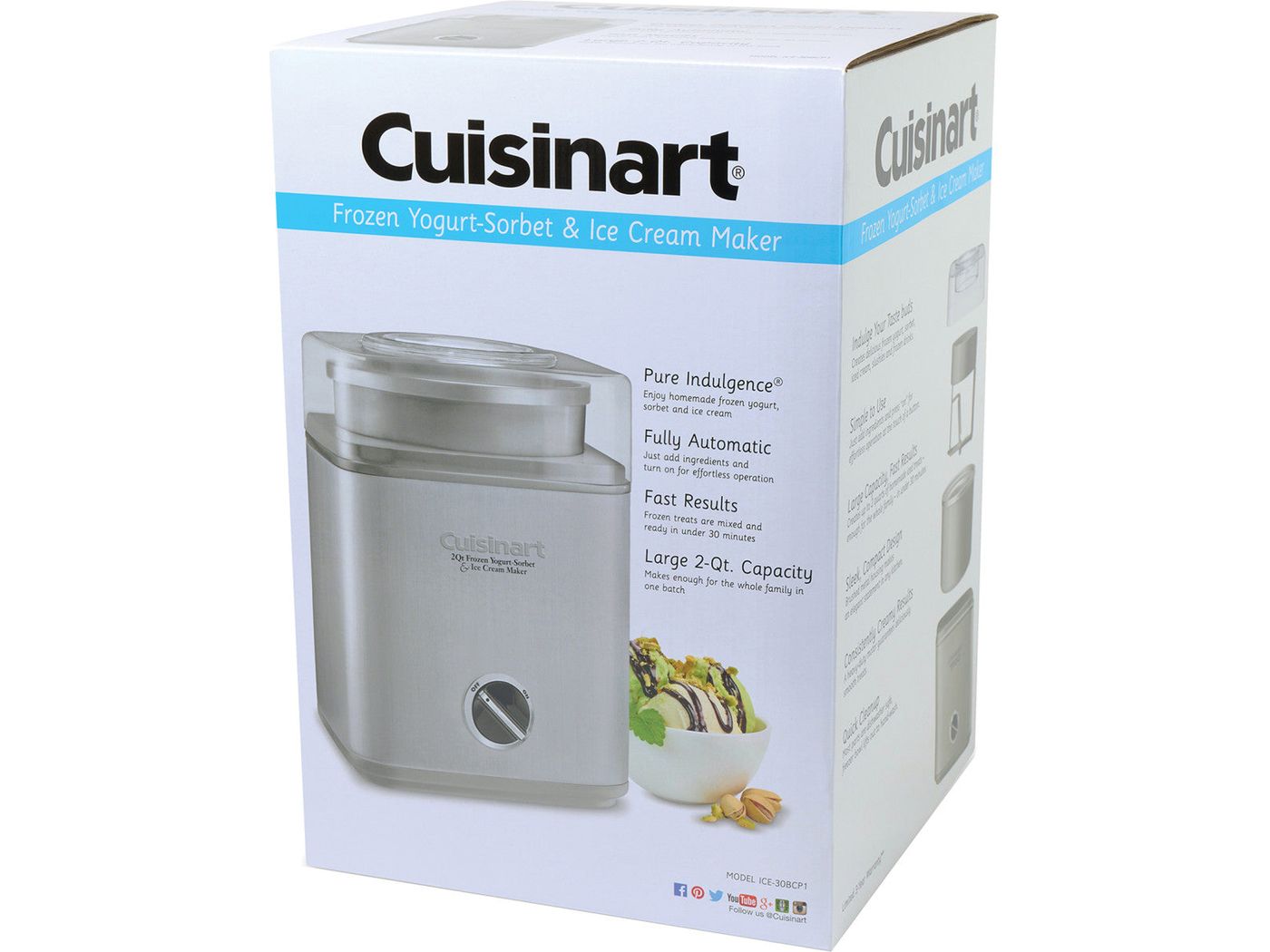 Cuisinart® Pure Indulgence™ 2 Quart Frozen Yogurt Sorbet & Ice Cream Maker - Silver - Homewares