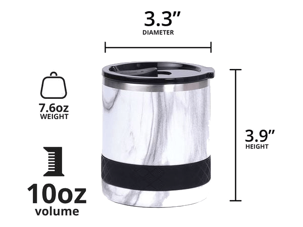 Elemental Recess 10oz Rocks Tumbler - White Marble - Rocks Tumblers - SwagWear