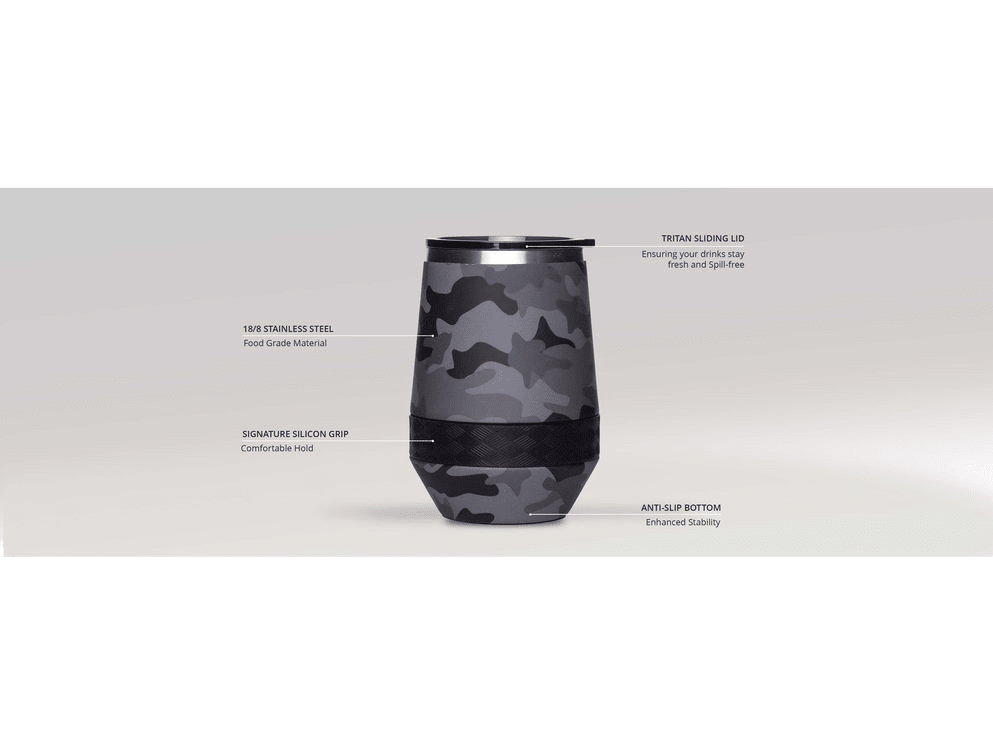 Elemental Recess 10oz Wine Tumbler - Black Camo - Wine Tumblers - SwagWear