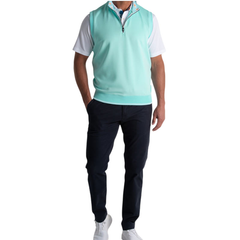 Fairway & Greene Men's Neck Print Caves Quarter-Zip Vest