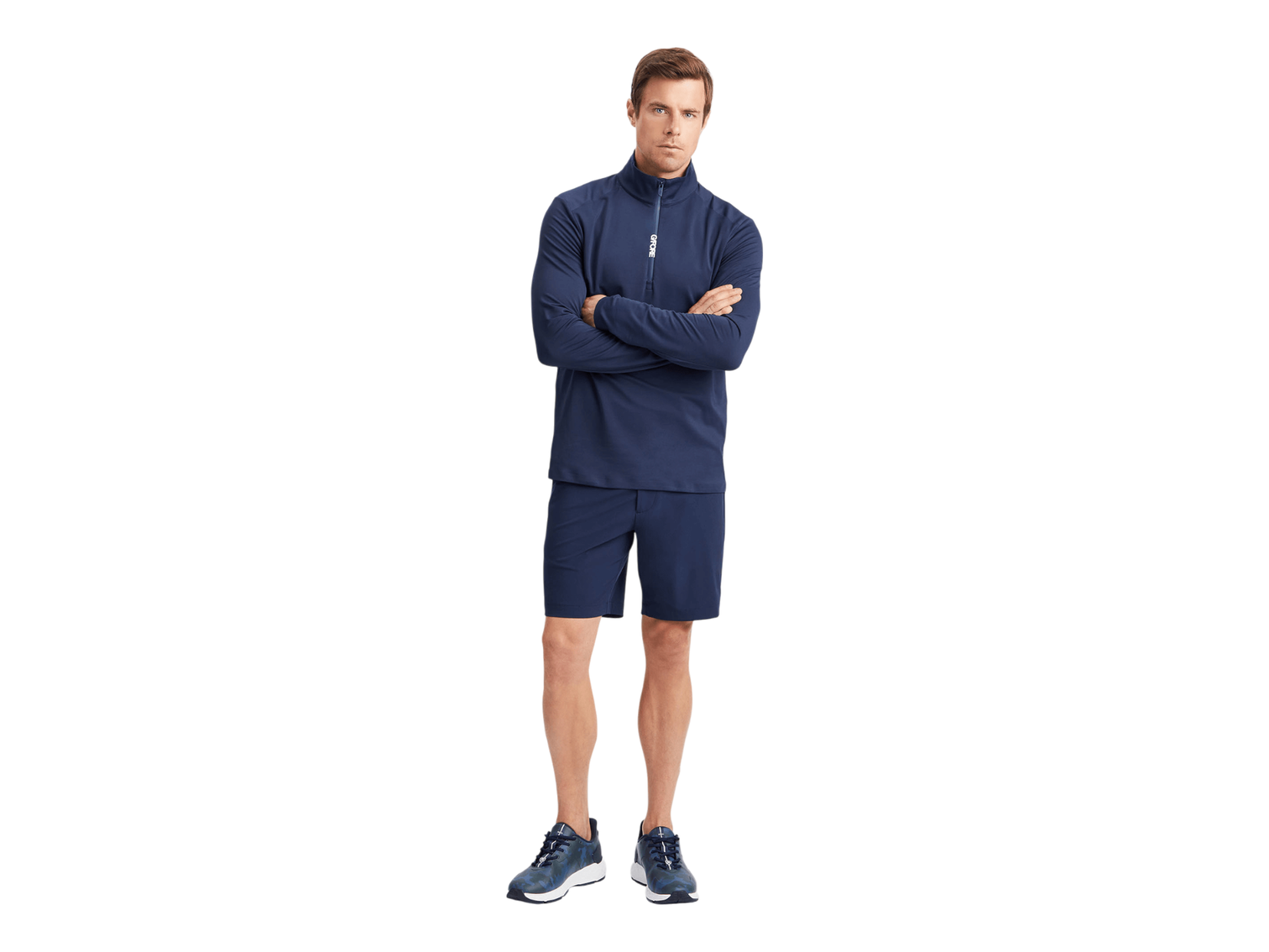G/FORE Men’s Brushed Back Tech Melange Quarter-Zip Pullover - Twilight / S - Pullovers