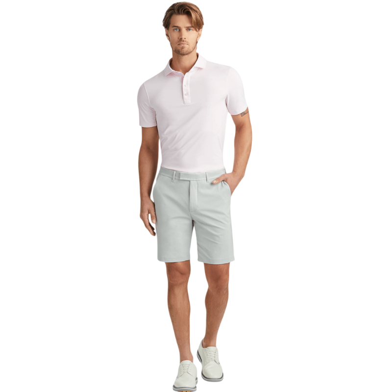 G/FORE Men's Rib Gusset Melange Ice Nylon Polo