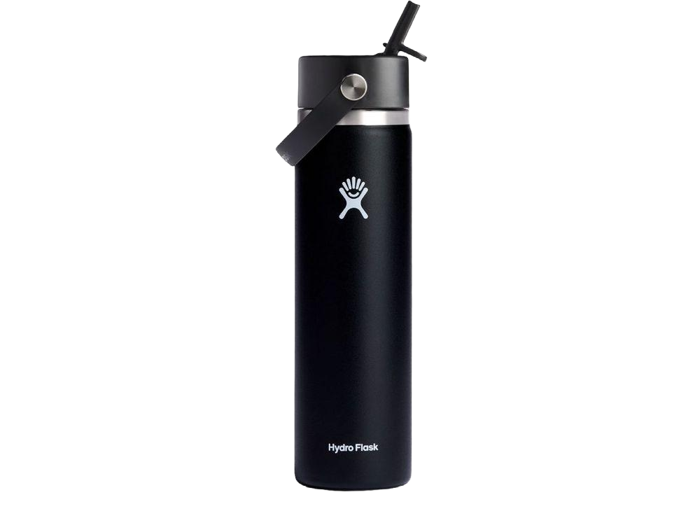 Hydro Flask® Wide Mouth 24oz Bottle with Flex Straw Cap - Black / 24oz - Water Bottles w/Straw
