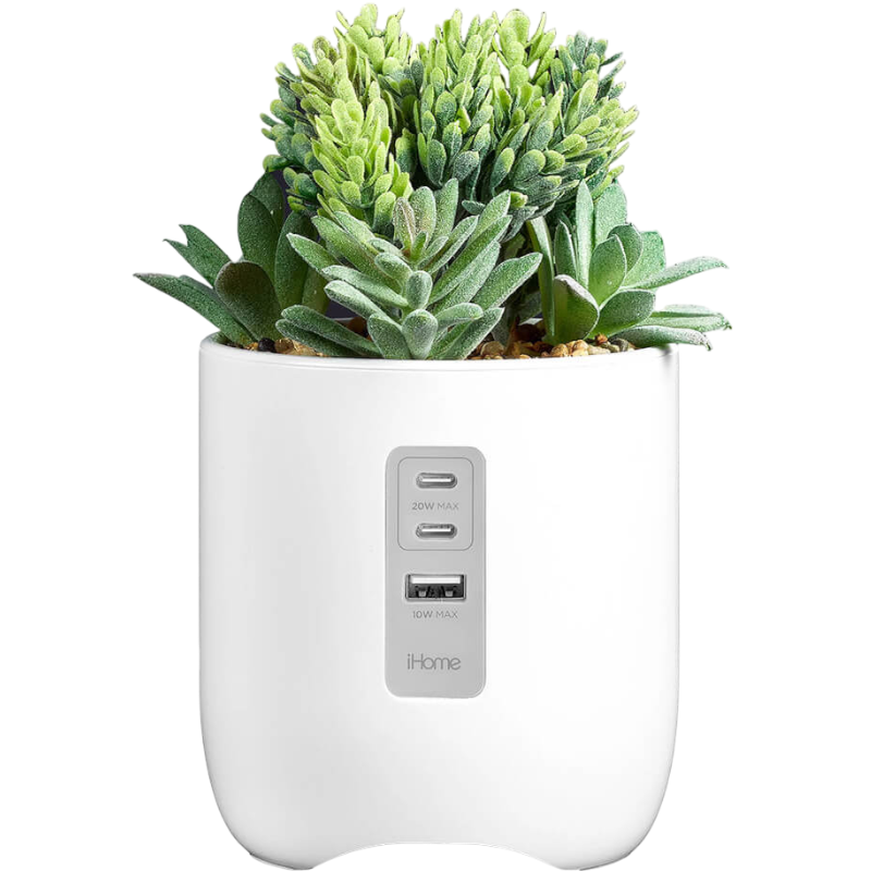 iHome Faux Succulent with USB Charging Station