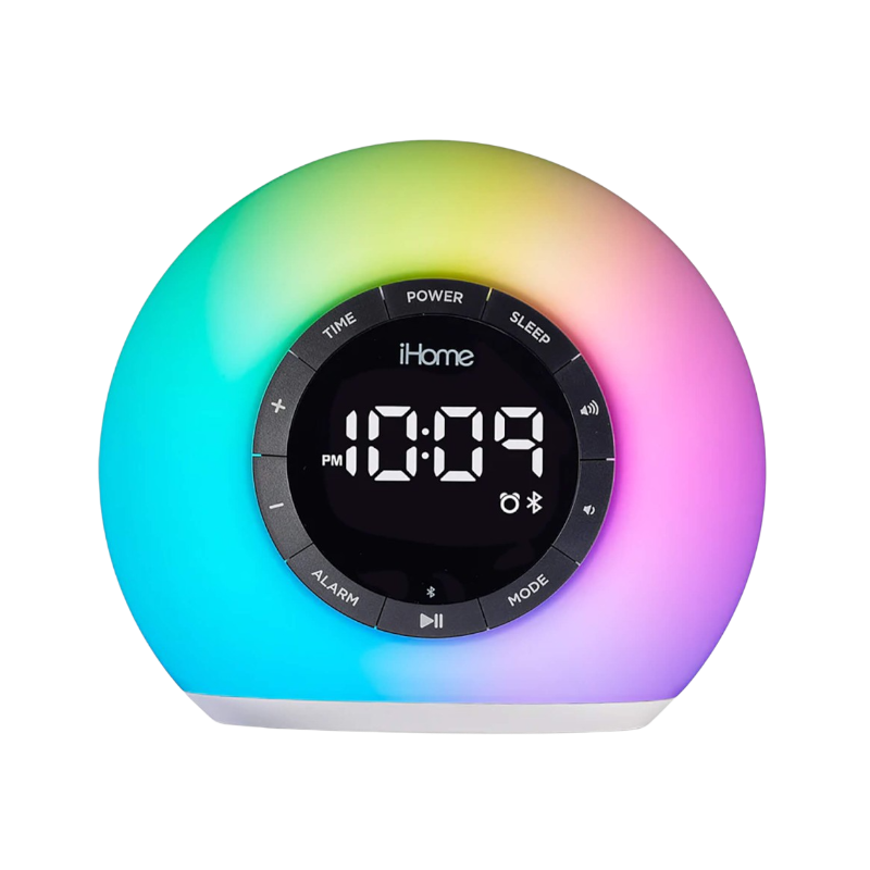 IHome Sunrise Alarm Clock Radio with Bluetooth Speaker and Color Changing Lamp