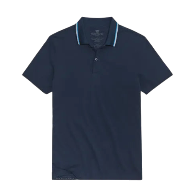 Mack Weldon Silver Pique Polo - True Navy Tipped / S - Polos