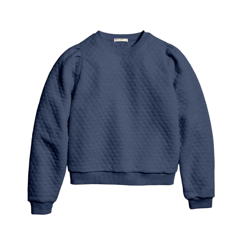 Marine Layer Women's Corbet Quilted Puff Sleeve Crewneck - Sweatshirts - SwagWear