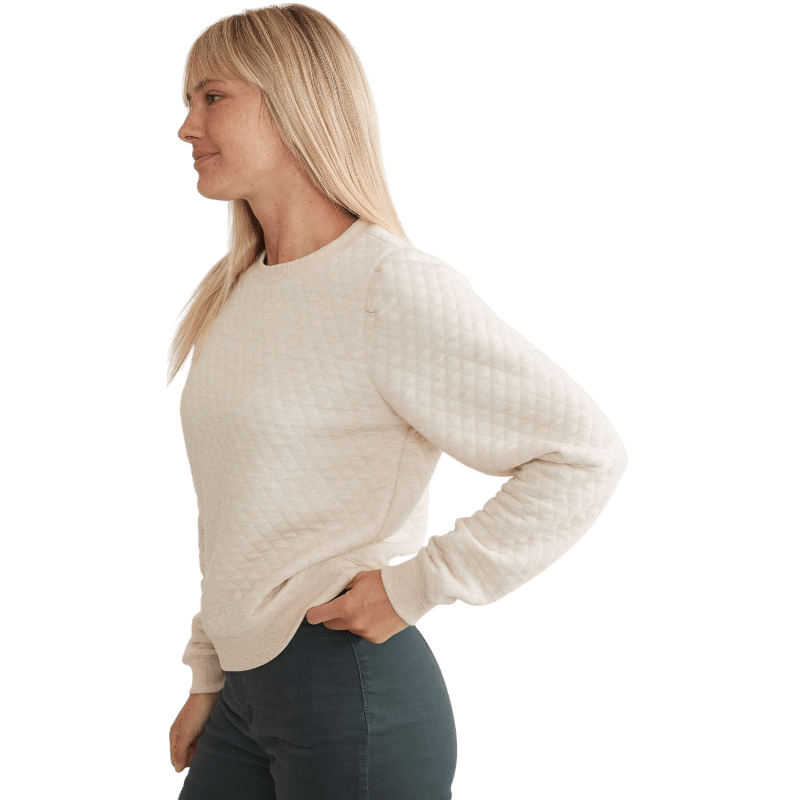 Marine Layer Women's Corbet Quilted Puff Sleeve Crewneck - Sweatshirts - SwagWear