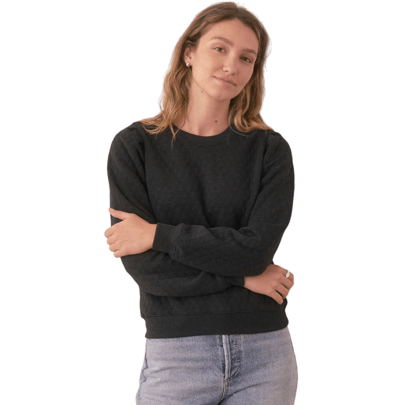 Marine Layer Women's Corbet Quilted Puff Sleeve Crewneck - Sweatshirts - SwagWear