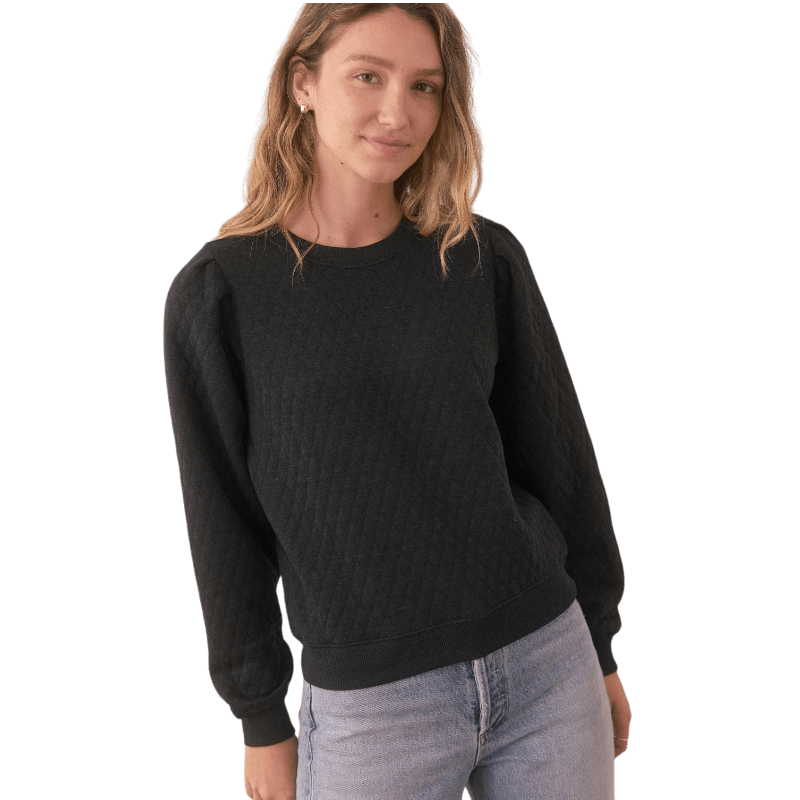 Marine Layer Women's Corbet Quilted Puff Sleeve Crewneck - Sweatshirts - SwagWear