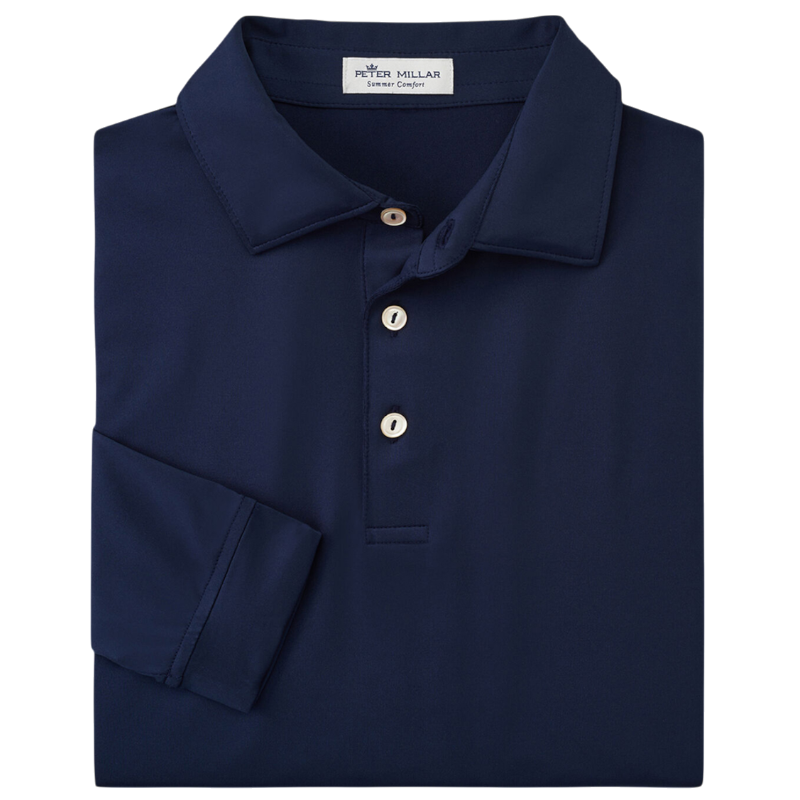 Peter Millar Men's Solid Performance Long-Sleeve Jersey Polo