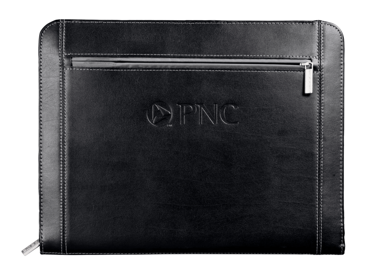 Metropolitan Leather Zippered Padfolio with FSC® Mix Paper - Zippered Padfolios - SwagWear