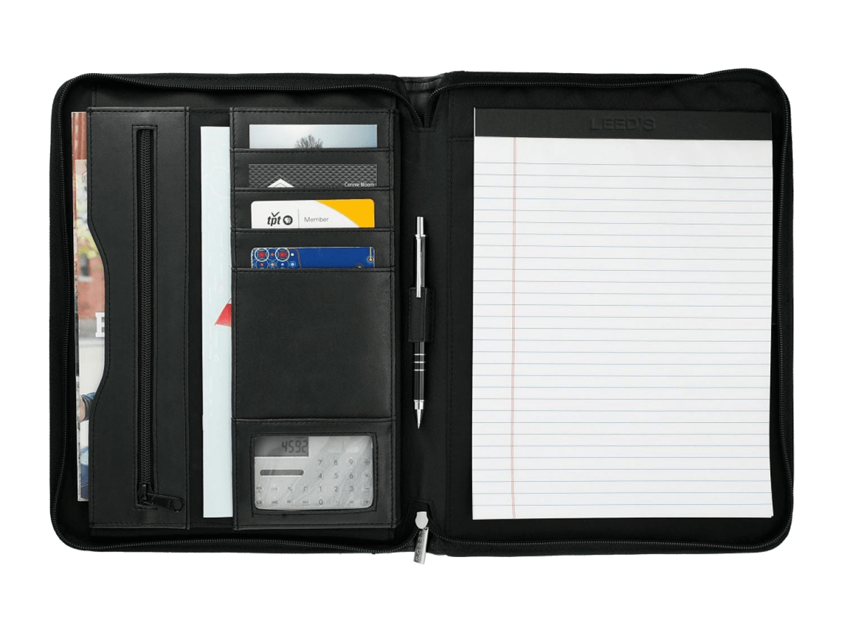 Millennium Leather Zippered Padfolio with FSC® Mix Paper - Zippered Padfolios - SwagWear