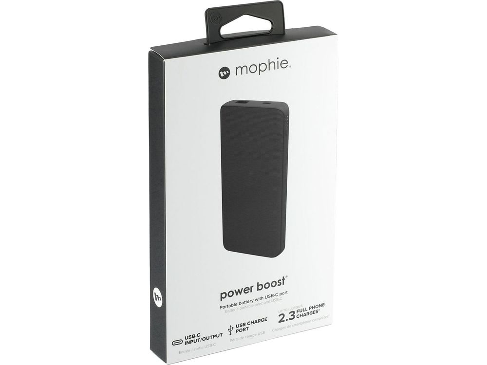 mophie® Power Boost 10,000 mAh Power Bank with USB-C Port - Black - Wireless Power Banks