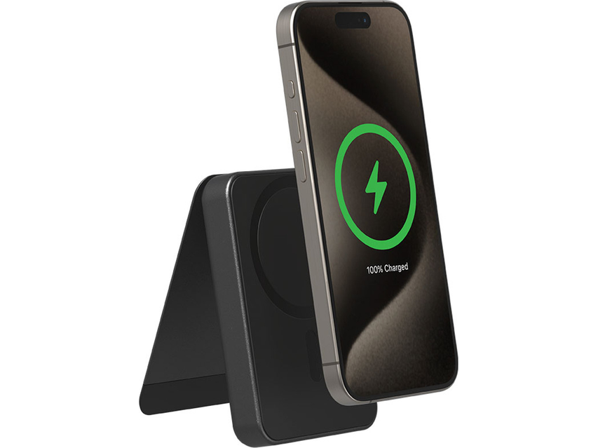 mophie® Snap + 5000 mAh Wireless Power Bank w/ Stand - Black - Wireless Power Banks