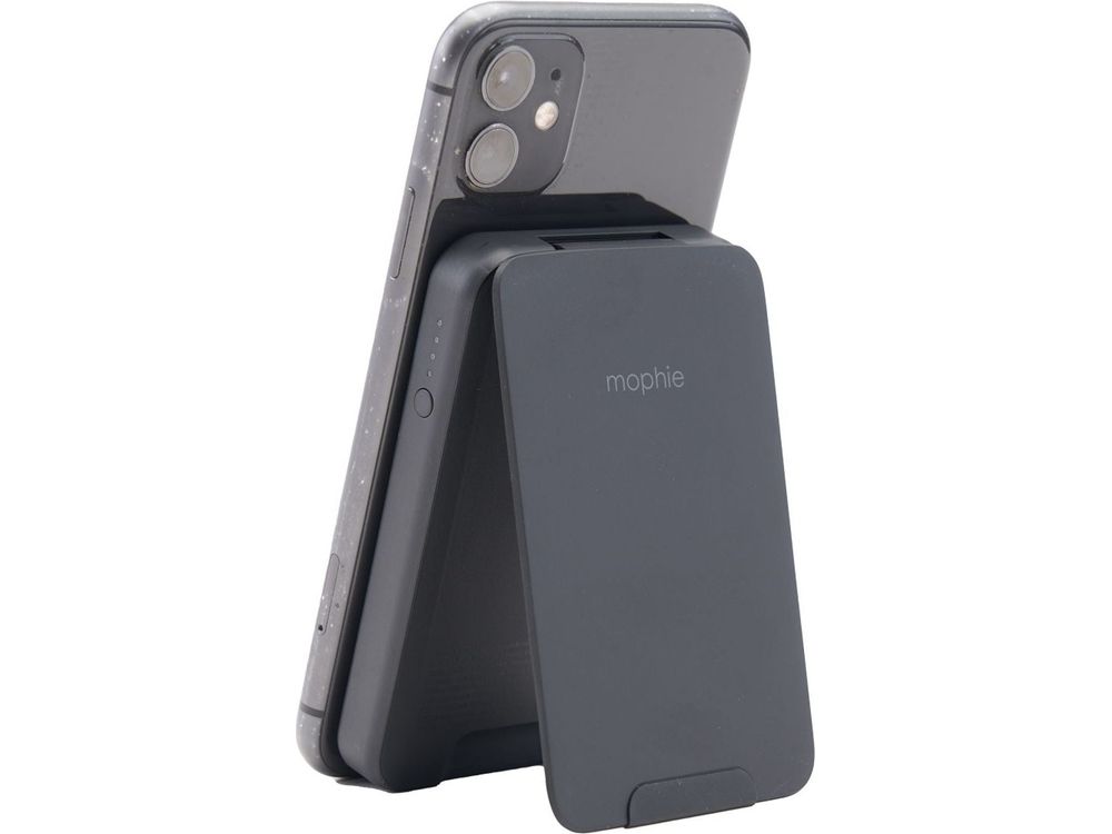 mophie® Snap + 5000 mAh Wireless Power Bank w/ Stand - Black - Wireless Power Banks