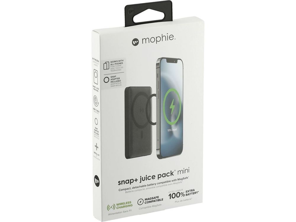 mophie Snap+ Mini 5000 mAh Wireless Power Bank - Black - Wireless Power Banks