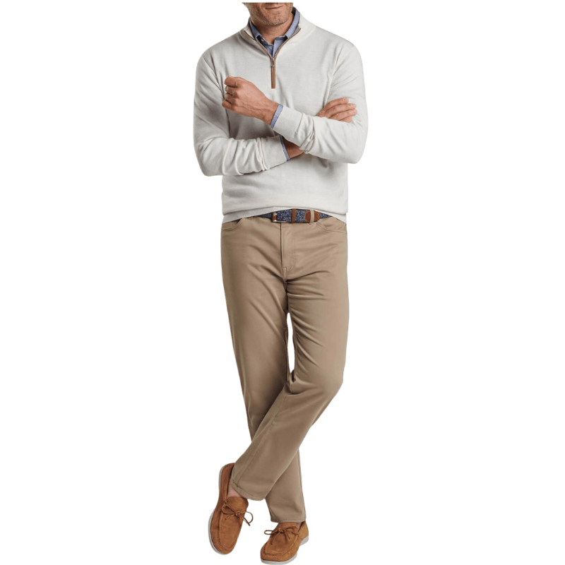 Peter Millar Men's Autumn Crest Suede Trim Quarter-Zip - Pullovers - SwagWear