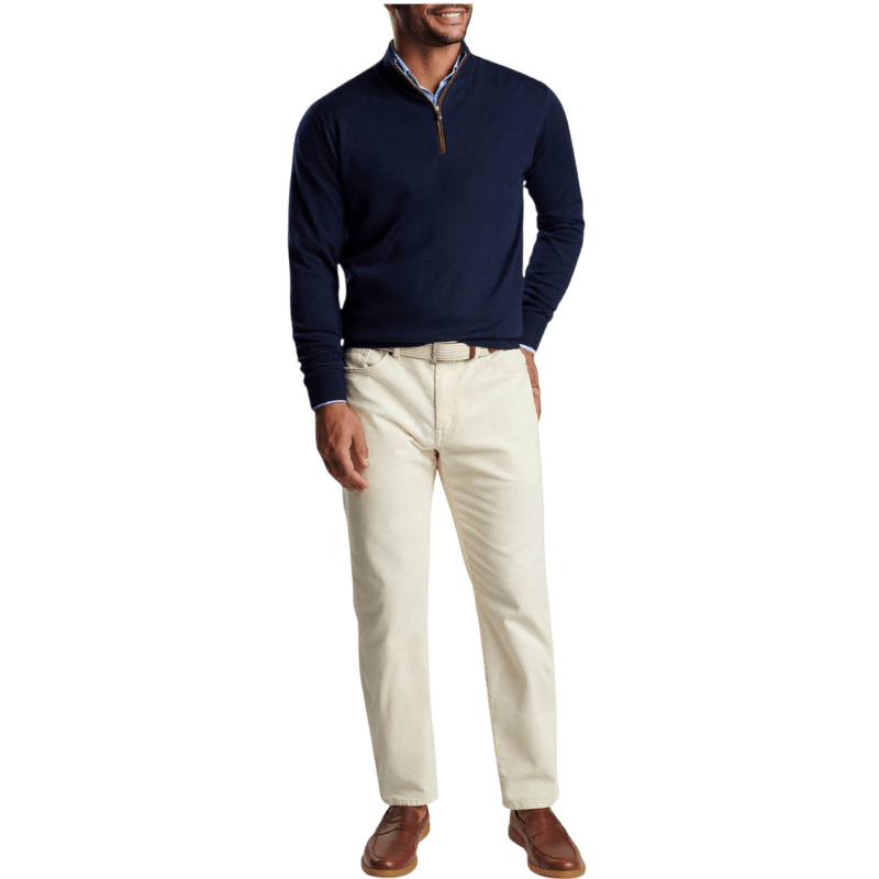 Peter Millar Men's Autumn Crest Suede Trim Quarter-Zip - Pullovers - SwagWear