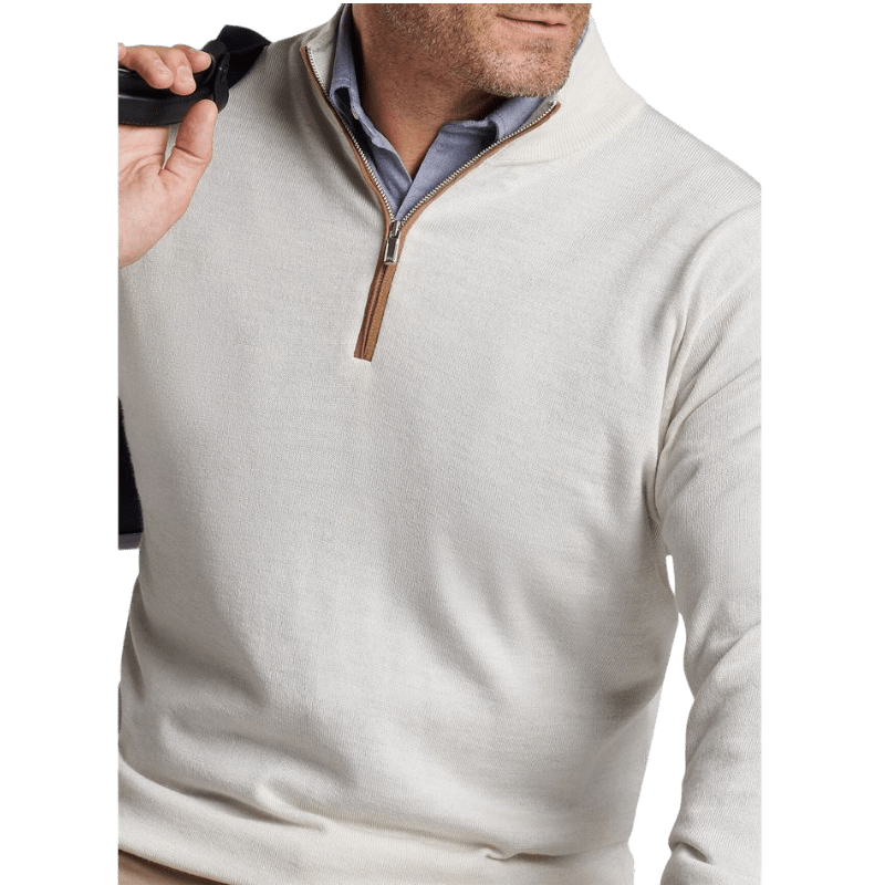 Peter Millar Men's Autumn Crest Suede Trim Quarter-Zip - Pullovers - SwagWear