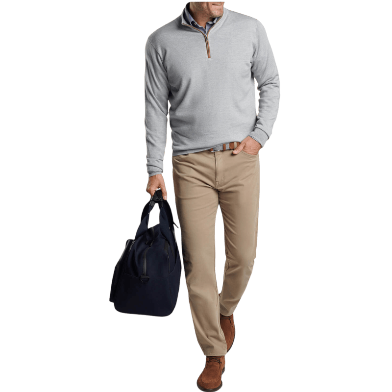 Peter Millar Men's Autumn Crest Suede Trim Quarter-Zip - Pullovers - SwagWear