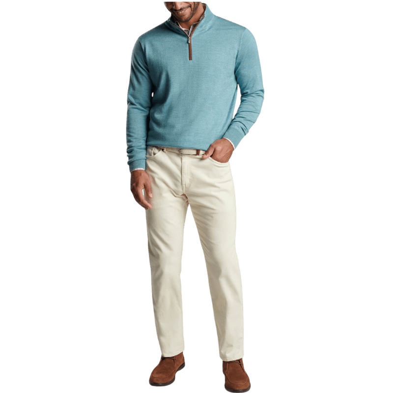 Peter Millar Men's Autumn Crest Suede Trim Quarter-Zip - Pullovers - SwagWear