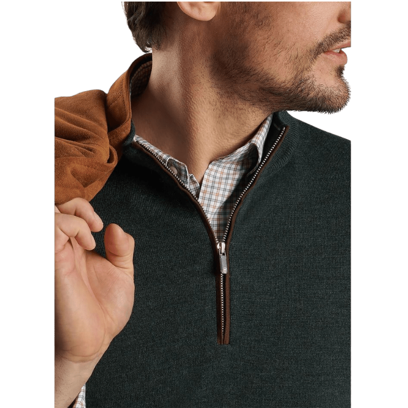 Peter Millar Men's Autumn Crest Suede Trim Quarter-Zip - Pullovers - SwagWear