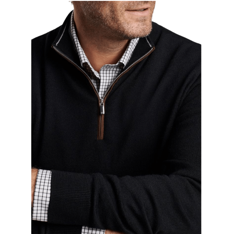 Peter Millar Men's Autumn Crest Suede Trim Quarter-Zip - Pullovers - SwagWear