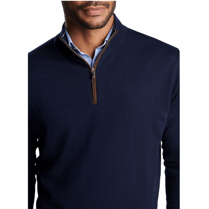 Peter Millar Men's Autumn Crest Suede Trim Quarter-Zip - Pullovers - SwagWear
