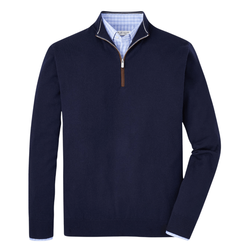 Peter Millar Men's Autumn Crest Suede Trim Quarter-Zip - Pullovers - SwagWear