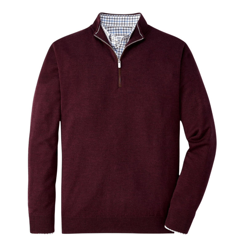 Peter Millar Men's Autumn Crest Suede Trim Quarter-Zip - Pullovers - SwagWear