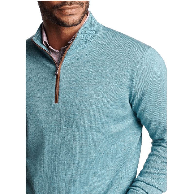 Peter Millar Men's Autumn Crest Suede Trim Quarter-Zip - Pullovers - SwagWear