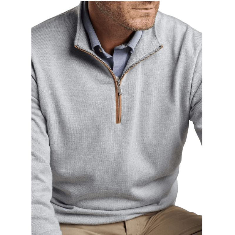 Peter Millar Men's Autumn Crest Suede Trim Quarter-Zip - Pullovers - SwagWear