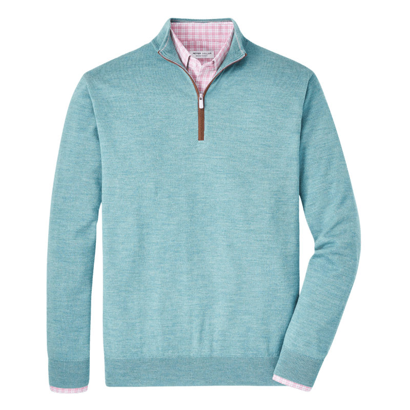 Peter Millar Men's Autumn Crest Suede Trim Quarter-Zip - Pullovers - SwagWear