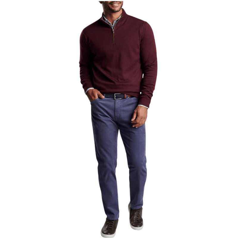Peter Millar Men's Autumn Crest Suede Trim Quarter-Zip - Pullovers - SwagWear