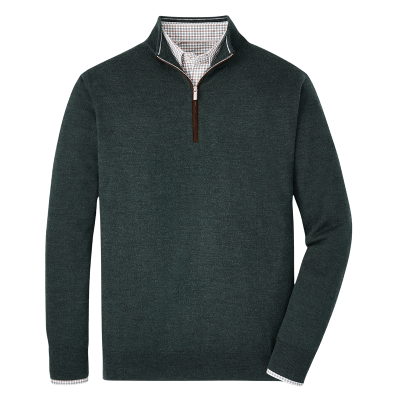 Peter Millar Men's Autumn Crest Suede Trim Quarter-Zip - Pullovers - SwagWear